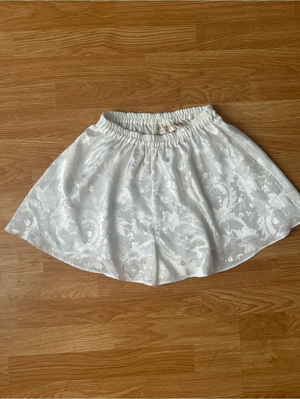 White Floral Jacquard Vintage Sleep Shorts VS